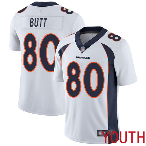 Youth Denver Broncos 80 Jake Butt White Vapor Untouchable Limited Player Football NFL Jersey